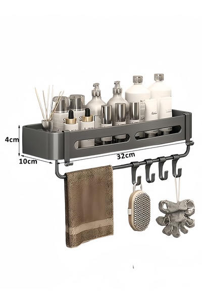 Generic حامل دش، رف حمام، منظم دش حمام، مقاوم للصدأ، مثبت على الحائط، عبوة من قطعتين