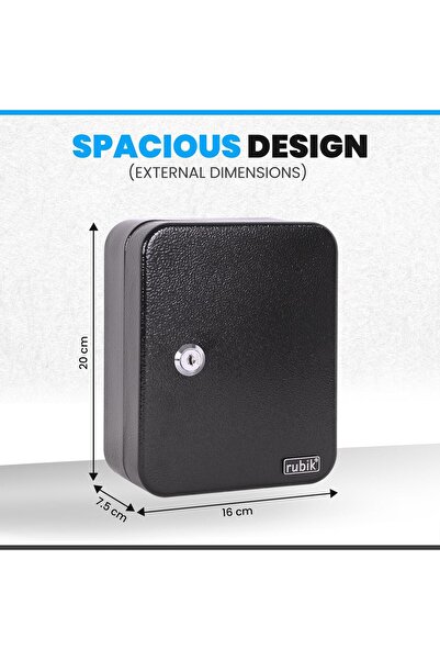 RUBIK 20-Keys Metal Key Cabinet Lock Box Wall-Mounted RBKS-20SKW (Black)