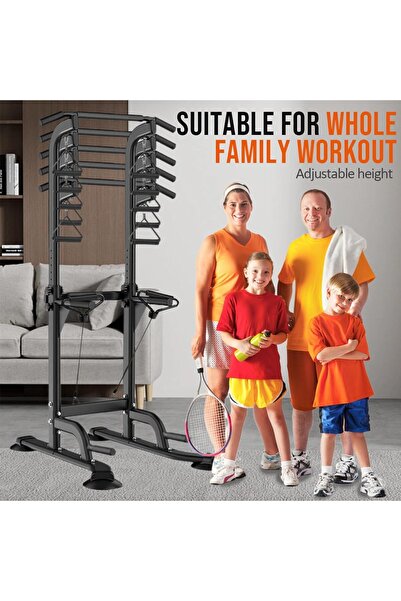Ehi Power Tower Pull Up & Dip Station – Height Adjustable Multi-Function Home Strength Traini