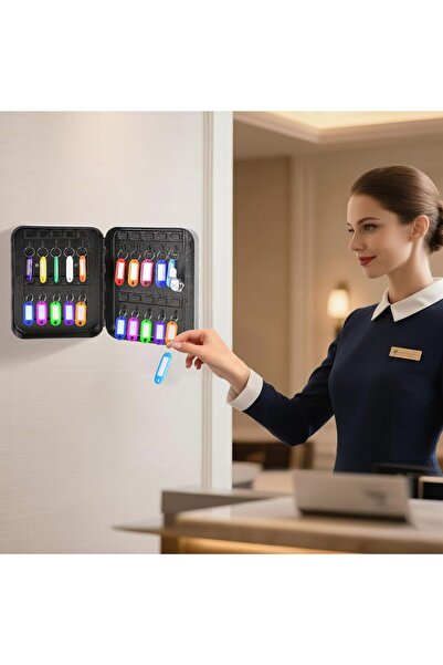 RUBIK 20-Keys Metal Key Cabinet Lock Box Wall-Mounted RBKS-20SKW (Black)