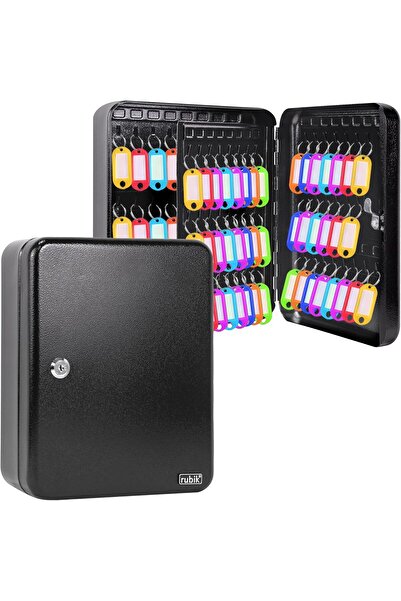 RUBIK 93-Keys Metal Key Cabinet Wall-Mounted Lock Box RBKS-93SKW (Black)