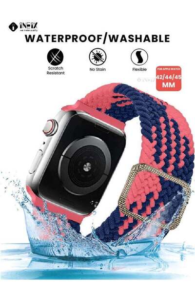 ineix Braided Nylon Adjustable Solo Loop Band For Apple Watch 42,44,45 mm