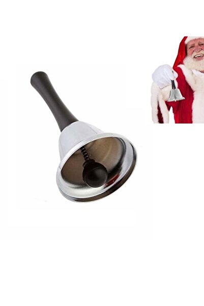 KOSTÜMCE جرس يدوي بتصميم سانتا كلوز، فضي اللون، جرس مفاجآت مبهج