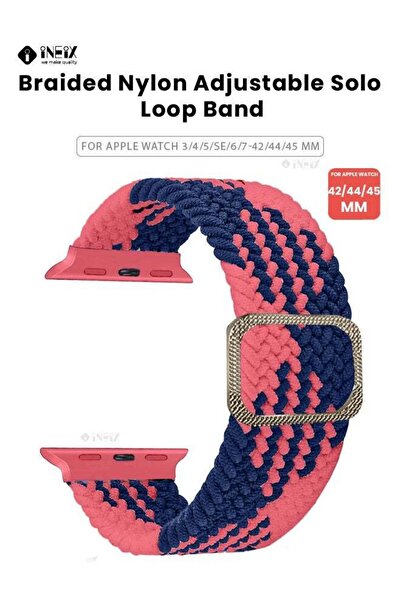 ineix Braided Nylon Adjustable Solo Loop Band For Apple Watch 42,44,45 mm