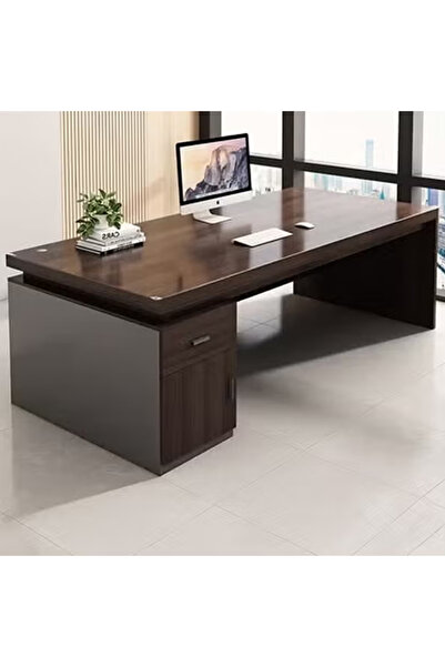 KEKE مكتب حديث من الخشب الصلب مع طاولة كمبيوتر ومحطة عمل تنفيذية وموظفة 160 سم