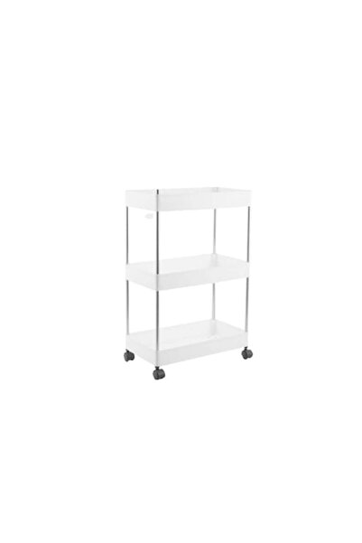 ElastiX shop Универсален органайзер с 3 рафта, 360-градусови колелца, бял, ди...