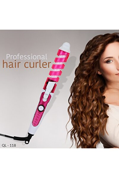 Urban Trends LI Hair Curler for Light Curls, 190°C, Ceramic Coating, Ergonomic Design, 35W, Pink/White