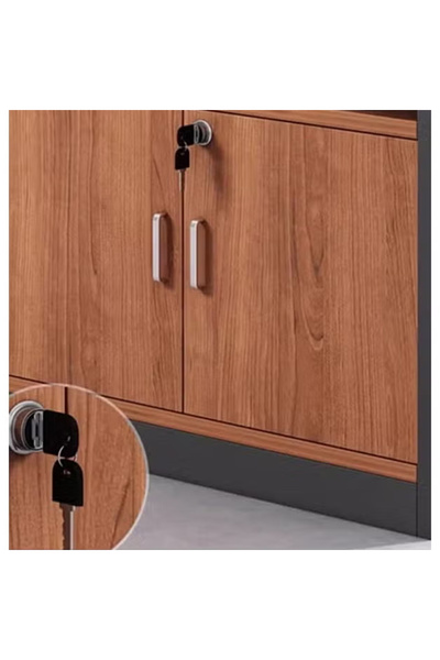 KEKE Modern Desk L-Shaped Single Seat-Right High Cabinet 140*140*110 Grey and Brown