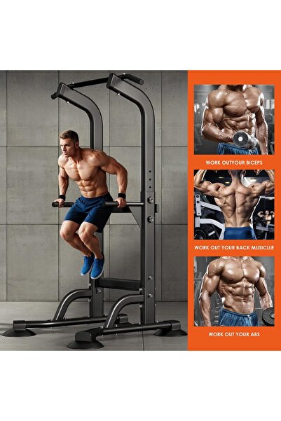 Ehi Power Tower Dip Station Pull Up Bar for Home Gym Adjustable Height Strength Training