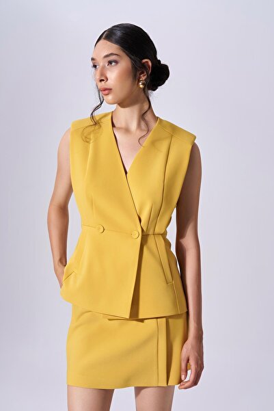 Naar Жовтий безрукавний жилет з V-подібним коміром - з ґудзиками, NAAR91701-K...