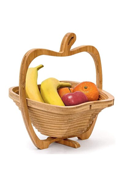 MANDU Folding apple-shaped bamboo fruit basket