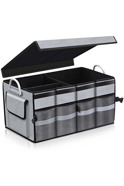 fulina Car Boot Organiser, with Reinforced Handles, Reflective Strip, Non Slip Bottom Grey