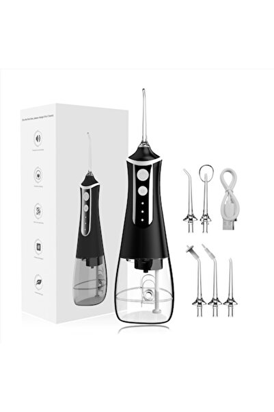 HAILICARE Irigator oral, 5 capete, încărcare USB, 5 W, 350 ml, negru