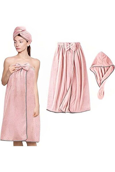 fulina Women's Shower Wrap Hair Towel, Quick Dry Hair and Body, Adjustable Design for Spa/Bath/Gym Pink