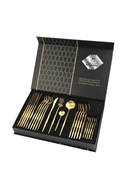OEM Stainless steel cutlery set, 24 pieces, gold