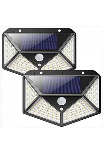 Telemag Set de 2 lămpi solare de exterior, 100 LED-uri, unghi de detecție 120°, senzor de mișcare (Telemag)