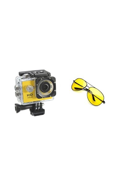OEM Yellow sport action camera Full HD, waterproof, 2.0 inch screen + free sunglasses