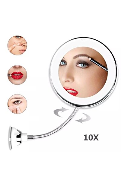 Taggo Flexible LED Makeup Mirror with Suction Cup, 10x Magnification and Lighting Q-TL113