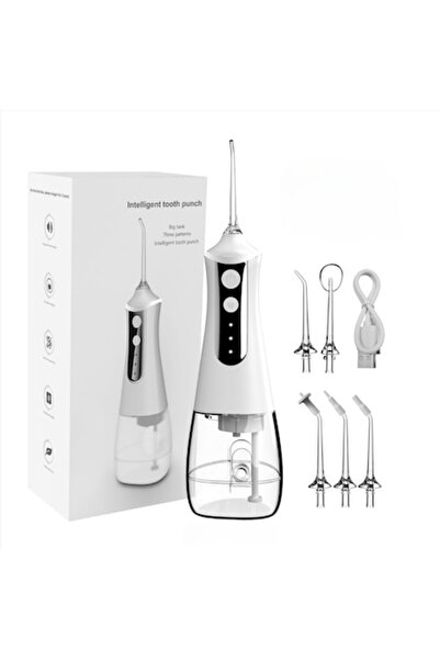 OEM Oral Water Flosser, 5 Heads, 3 Pressure Levels, 360° Rotation, IPX6, 2000mAh, 350ml, White