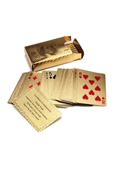 NO BRAND Set of 54 playing cards, Plastic, 8.2x5.8 cm, Gold