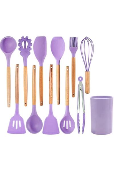 Dms 12-piece Silicone Kitchen Utensil Set with Stand - Purple
