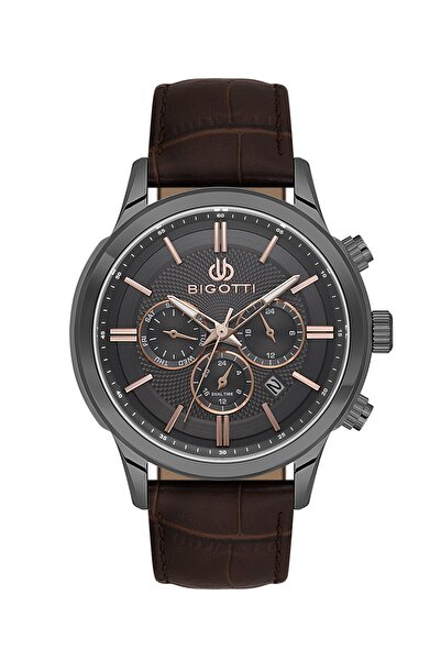 Bigotti Men's Wristwatch Esbg.B.10671-5 Leather Band 44 mm Case Diameter