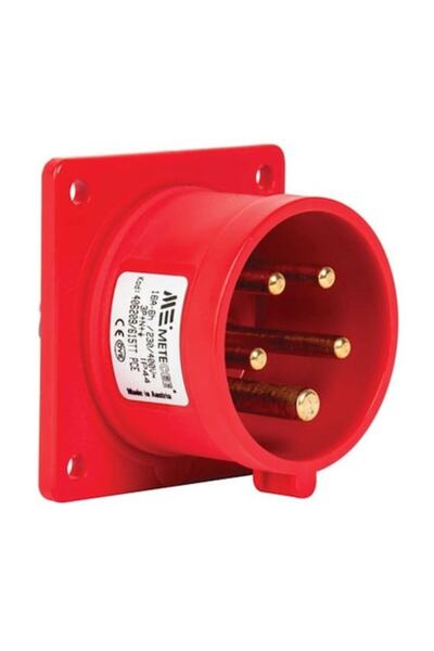 PCE Priză încastrată cu 5 pini, 16A, 3P+N+PE, dreaptă, 380V, roșie, IP44, 6h,...
