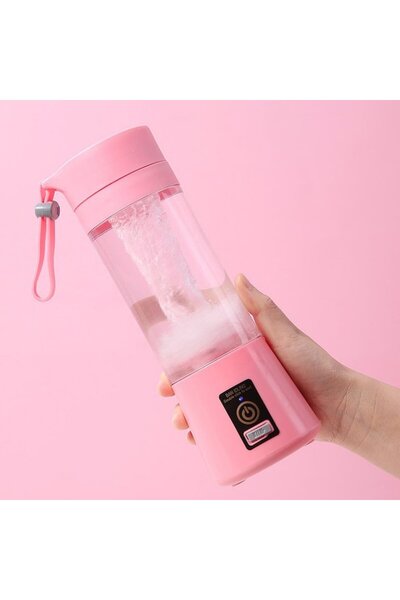 Leexo Mini Portable Electric Blender, 6 Blades, USB Charging, 380ml, Pink