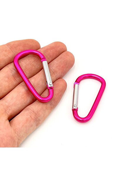 yfhobi 1 Adet - 45 mm Karabina Model Kilitli Kanca Süs Anahtarlık, Fuşya Renk