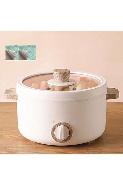 Generic 1.5L Mini Electric Cooker Nonstick Hot Pot Pan for Ramen Noodles Pasta Dorm Dual Power 600W