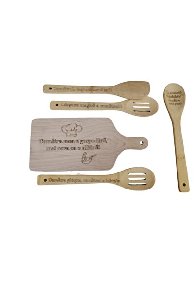 OEM Set de bucătărie gravat, 5 piese, cu mesaj pentru nașă