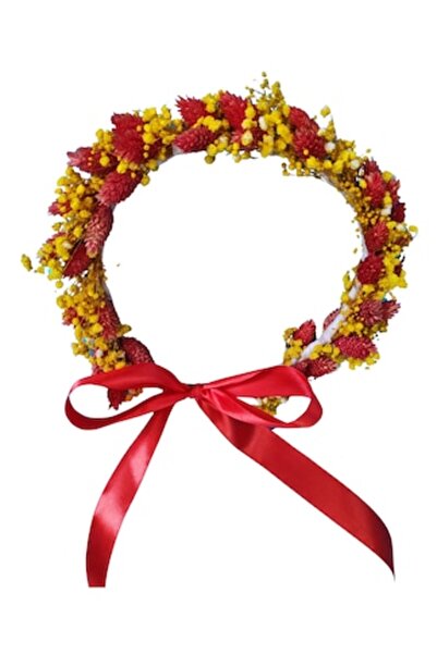 OEM Coroană cu respirația bebelușului galben și phalaride roșu închis cu fund...