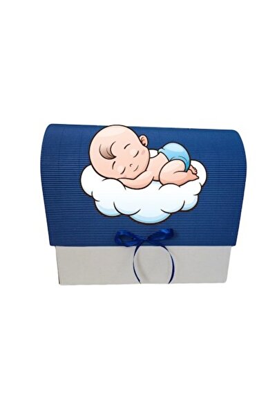 OEM Cutie cadou botez, 34x30x17 cm, albastru închis, bebeluși