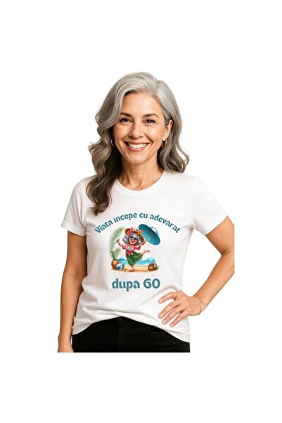 OEM Tricou alb personalizat din bumbac 100% cu bunica și mesajul „Viața încep...