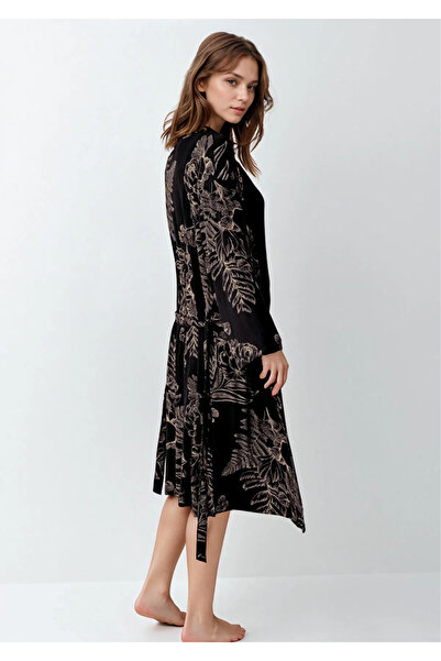 Loule Women's Clothing Modal Boxed Black Nightgown & Robe Two-Piece Set L1.Ar.344.1.001