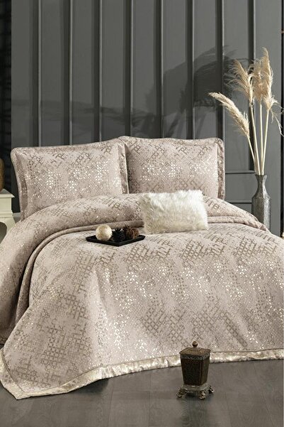 Çeyiz Diyarı Anna Chenille Double Bedspread 260X260 cm Cappucino