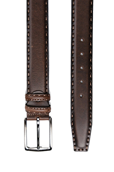 CüzCan Справжня шкіра, коричневий, 4 см, спеціальний шов, чоловічий ремінь (Д...