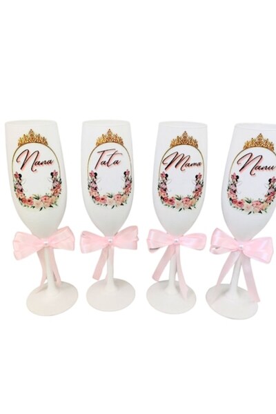 OEM Set of 4 Minnie Mouse baptism glasses 210 ml