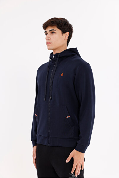 Rowinger Metal-Tipped Drawstring Full-Zipper Front Pocket with Full-Zipper Compartment Small Embroidered Logo Comfortable Fit Transitional Hoodies