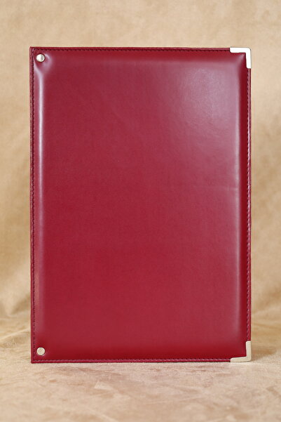 ankara menü Red Leather Signature Folder - Mapa Presentation File - Document Folder (10 Leafs)