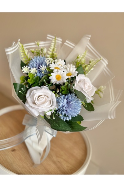 Çiçek Hediye KUTULU Buketi - Gül & Kasımpatı & Papatya /YAPAY