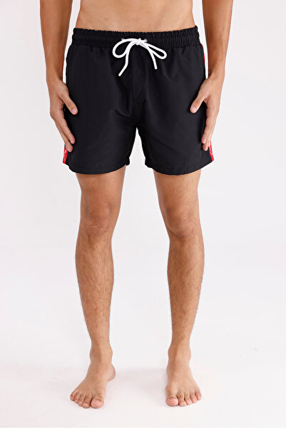 Rowinger شورت بحري قصير بسطح غير لامع سريع الجفاف مع حزام خصر مطاطي وجيوب بسح...