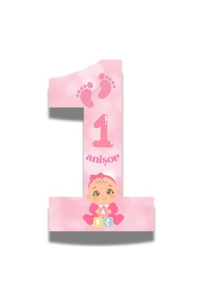 OEM Număr de ziua de naștere 1 din polistiren roz, 100 cm, cu picioare mov