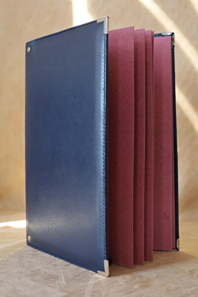 ankara menü Navy Blue Leather Signature Folder - Mapa Presentation File - Document Folder (10 Sheets)