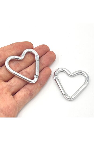 yfhobi 1 Adet - 43 mm Kalp Model Kilitli Kanca Süs Anahtarlık, Gri Renk
