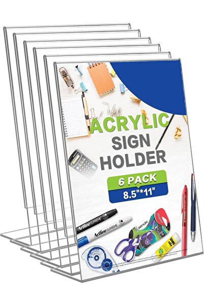 Slasa 6 Pack 8.5x11 Acrylic Sign Brochure Holder Clear Plastic Display Literature Stand