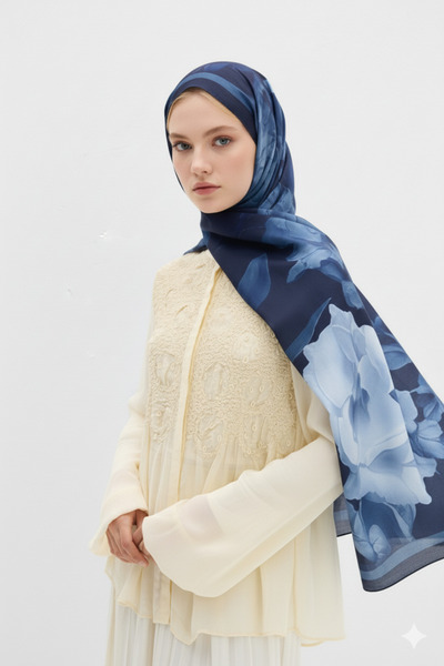 Gogoey Βαμβακερό σάλι με σχέδιο τριαντάφυλλου λωτού