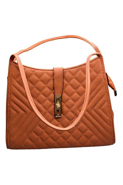 INFLUENCE Germany Quilted Chevron Handbag – Chic Tan Design with Gold Clasp