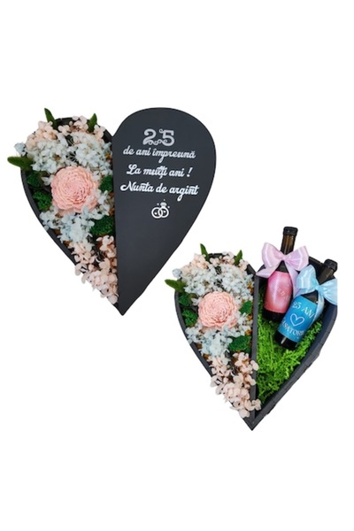 OEM Set cadou aniversar nuntă de argint — cutie din lemn cu licheni și flori ...