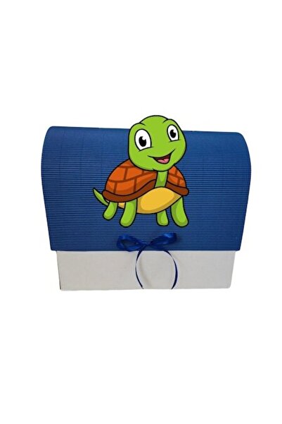 OEM Gift baptism box, 34x30x17 cm, dark blue, turtle
